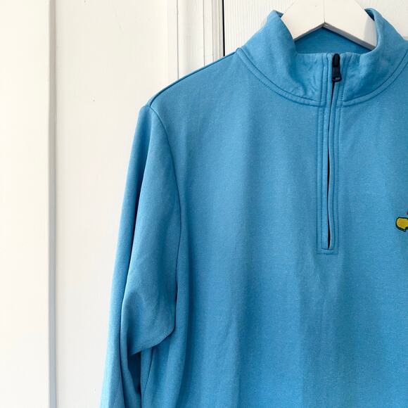 Masters Tech Blue Quarter Zip Performance Long Sleeve Pullover Small Men Augusta - Picture 2 of 10